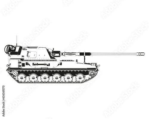 AHS Krab in abstract. Polish self-propelled artillery. Polish weapons. Poland army. Military armored vehicle. Detailed vector illustration isolated on white background.