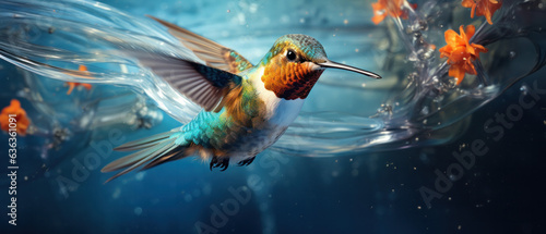 Bird flying under water (AI Generated) 