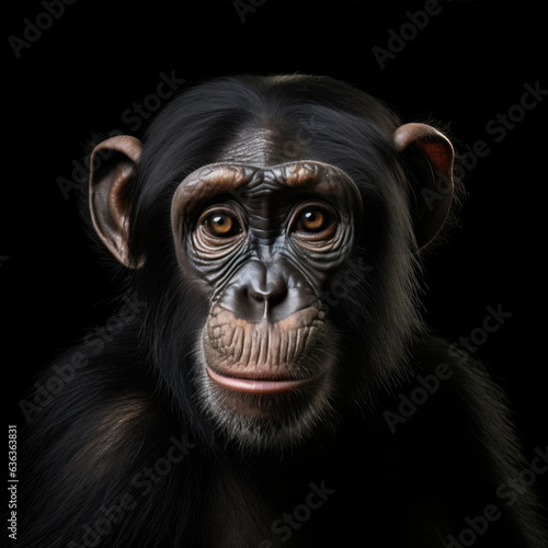 Monkey in front of a black background illustration (AI Generated) © Djomas