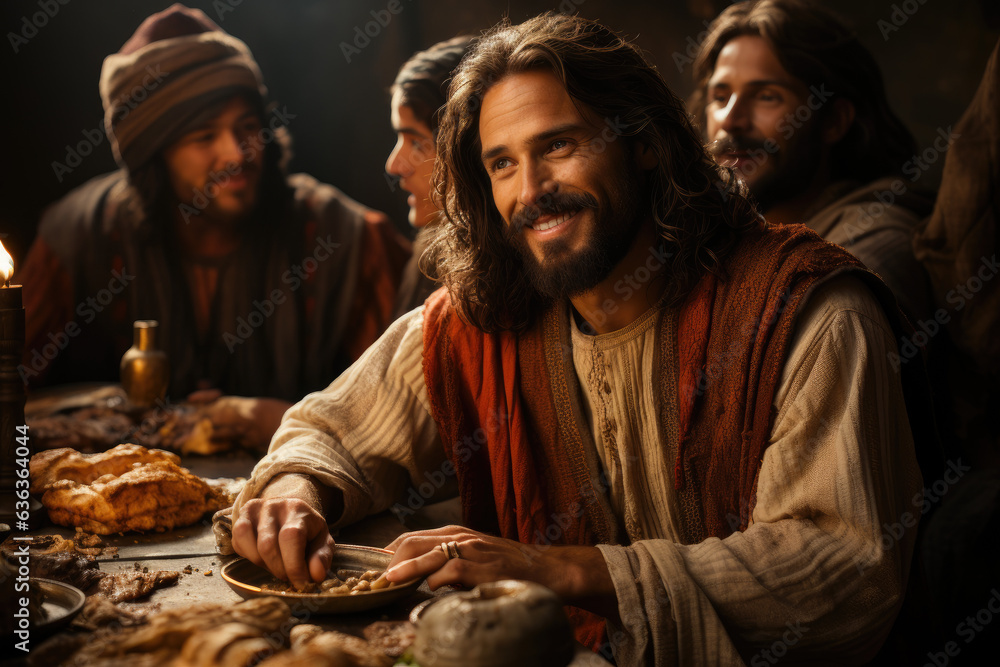 Lasting Fellowship: Jesus and His Disciples Seated around a Table Strengthening Bonds