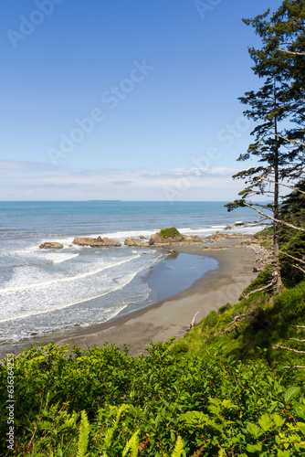 Oregon Tranquil Coastline: Clear Sky, Horizon over Water, and Waves