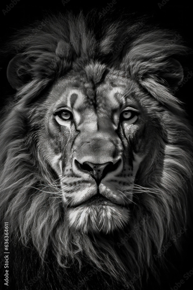Beautiful lion in front of a black background (AI Generated) Beautiful lion in front of a black background (AI Generated)