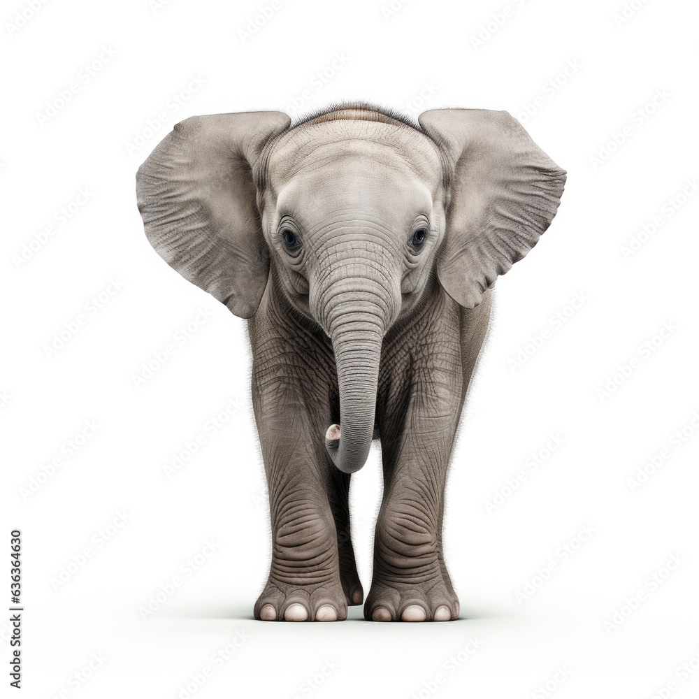 Obraz premium Beautiful elephant in front of a white background (AI Generated) 