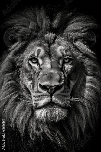Beautiful lion in front of a black background (AI Generated) 