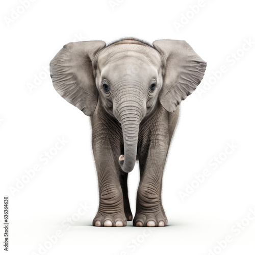 Beautiful elephant in front of a white background  AI Generated  