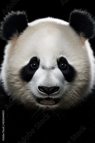 Portrait of a panda bear in front of a black background (AI Generated) 