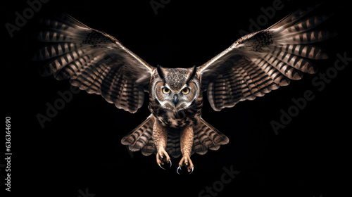 Beautiful owl in front of a black background (AI Generated) 