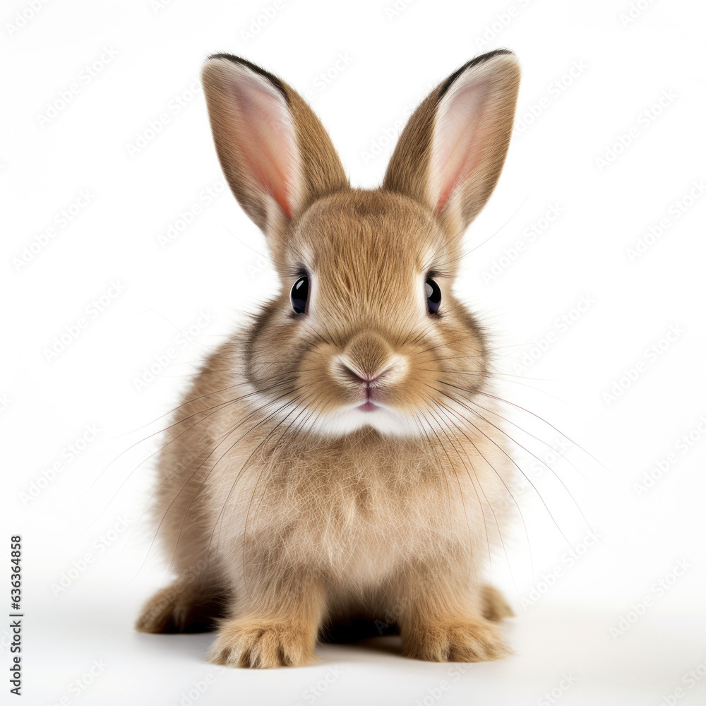 Cute little rabbit in front of a white background (AI Generated) Cute little rabbit in front of a white background (AI Generated)
