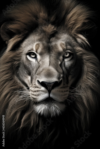 Beautiful lion in front of a black background  AI Generated  