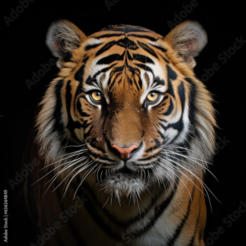 Beautiful tiger in front of a black background (AI Generated) 
