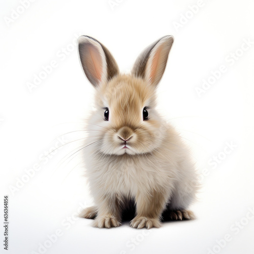 Cute little rabbit in front of a white background  AI Generated  
