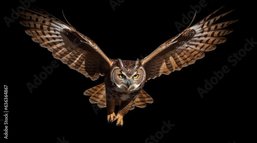 Beautiful owl in front of a black background (AI Generated) 