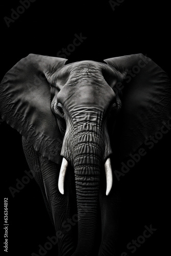 Elephant in front of a black background  AI Generated 