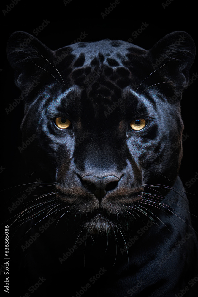 Beautiful portrait of a panther in front of a black background (AI Generated) 