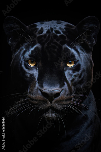 Beautiful portrait of a panther in front of a black background (AI Generated)  © Djomas