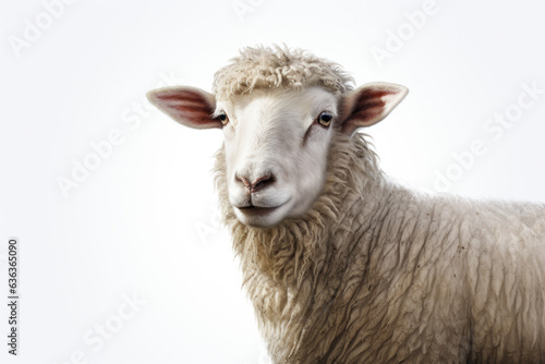Beautiful sheep in front of a white background (AI Generated)  © Djomas