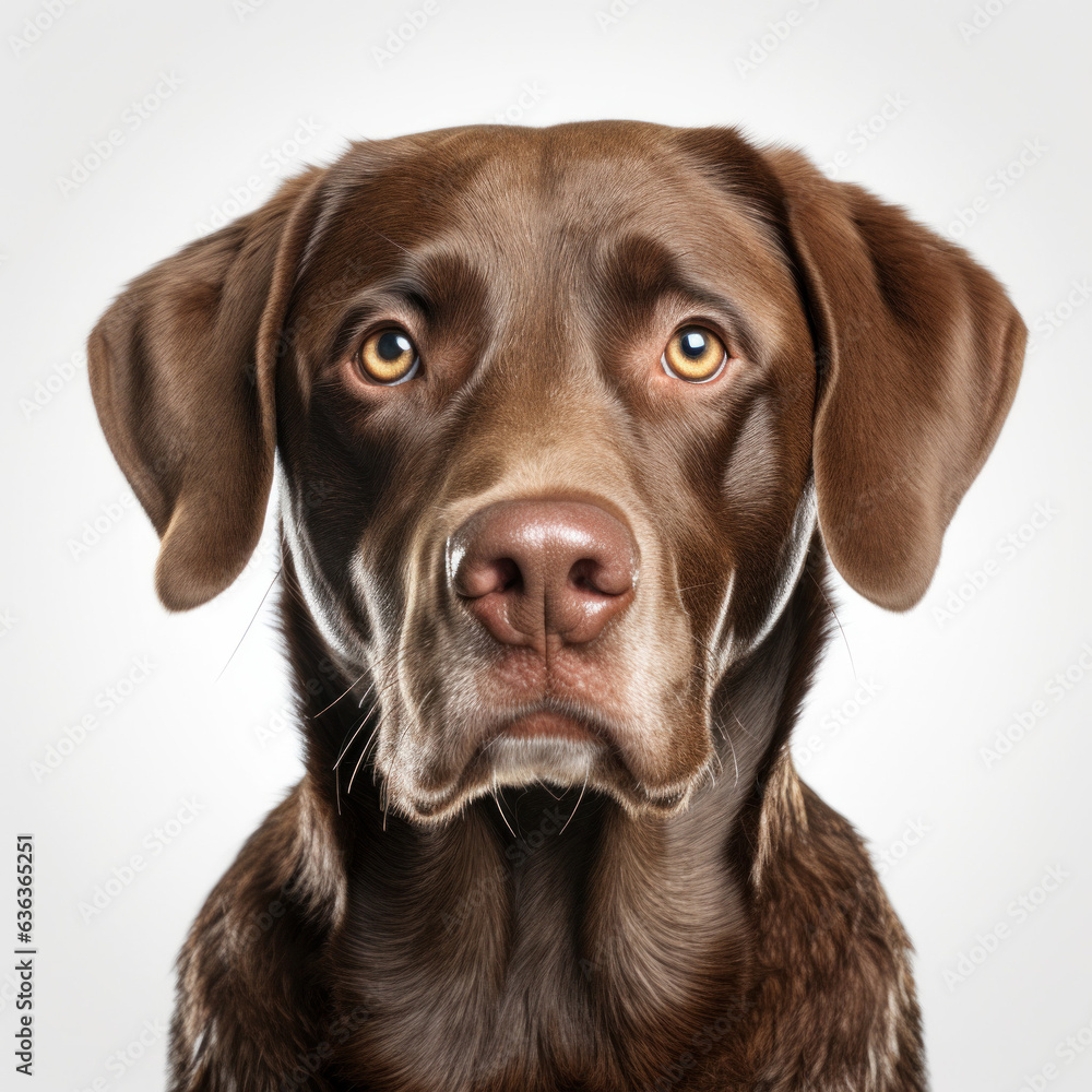 Beautiful dog in front of a white background (AI Generated) 