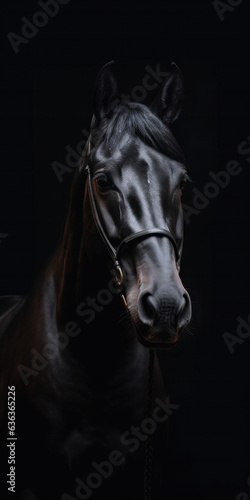 Horse in front of a black background  AI Generated 