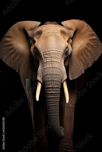 Elephant in front of a black background (AI Generated) © Djomas