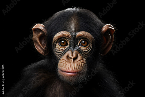 Monkey in front of a black background (AI Generated) © Djomas