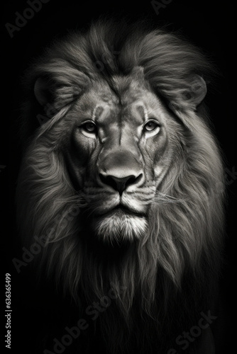 Lion in front of a black background (AI Generated)