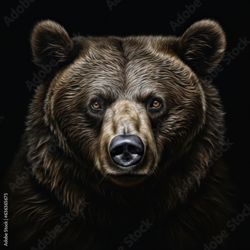 Beautiful bear in front of a black background (AI Generated) 