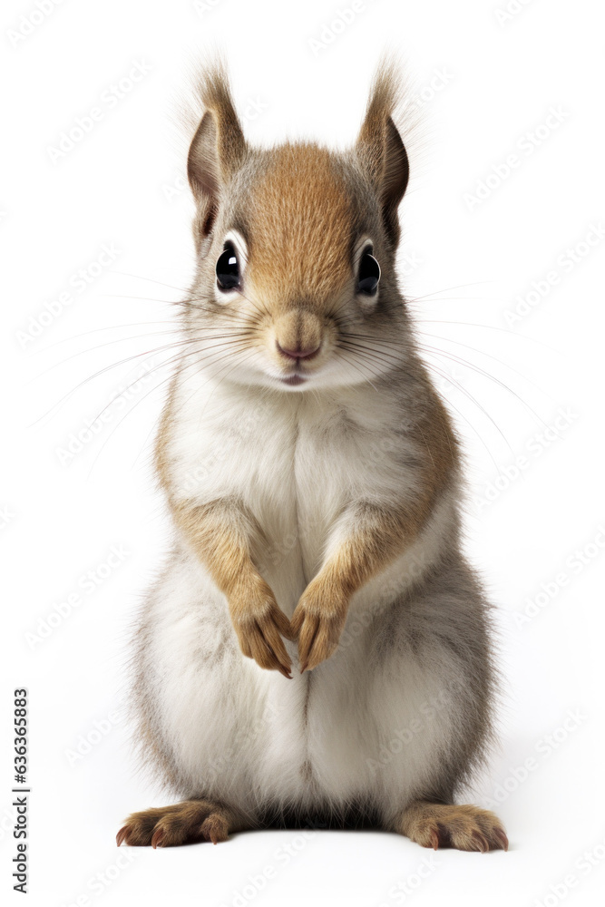 Obraz premium Beautiful squirrel in front of a white background (AI Generated) 