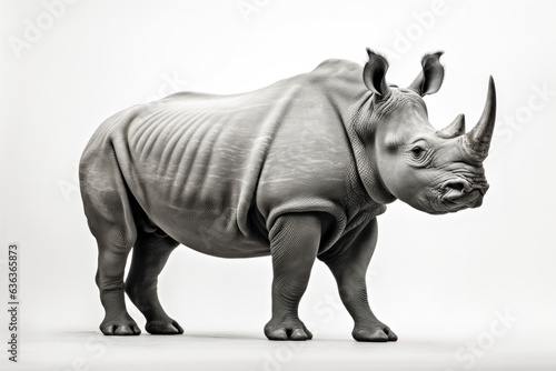 Beautiful Rhino in front of a white background  AI Generated  