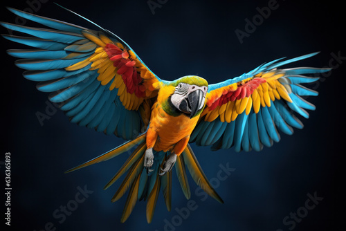 Beautiful parrot in front of a black background (AI Generated) 