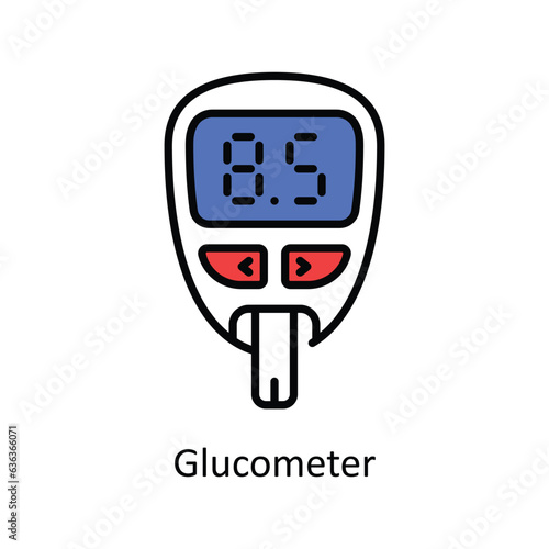 Glucometer Filled Outline Icon Design illustration. Pharmacy Symbol on White background EPS 10 File