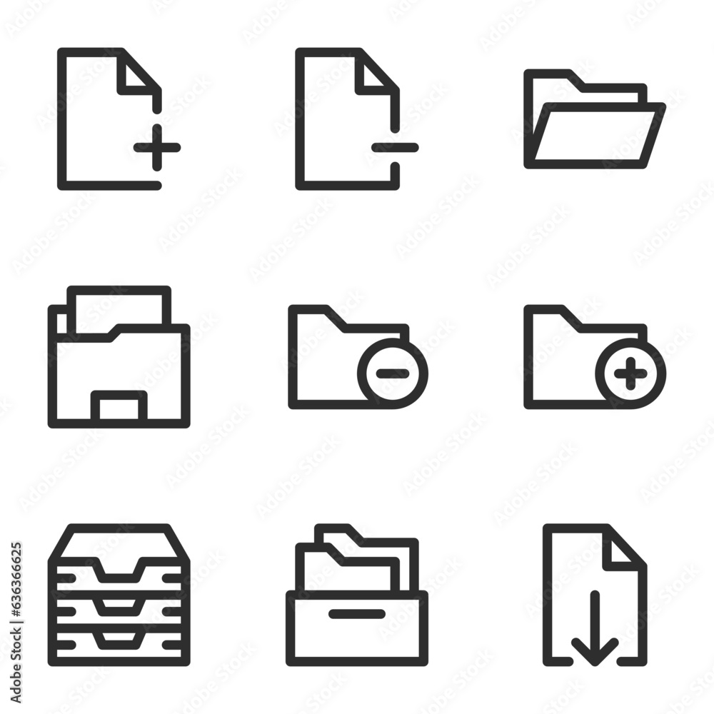 Office documents icon set, in line style, suitable for business, office ...