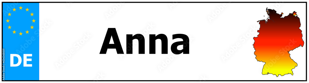 Car sticker sticker with name Anna and map of germany Car sticker sticker with name Anna and map of germany