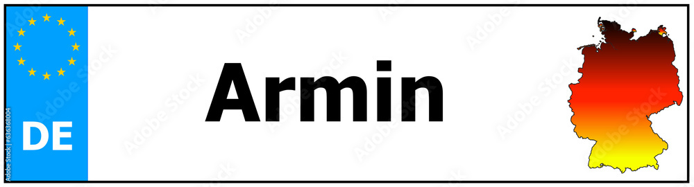 Car sticker sticker with name Armin and map of germany Car sticker sticker with name Armin and map of germany
