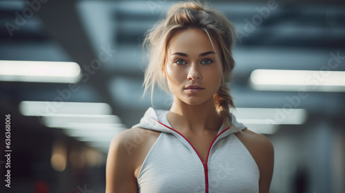 Young woman standing at gym