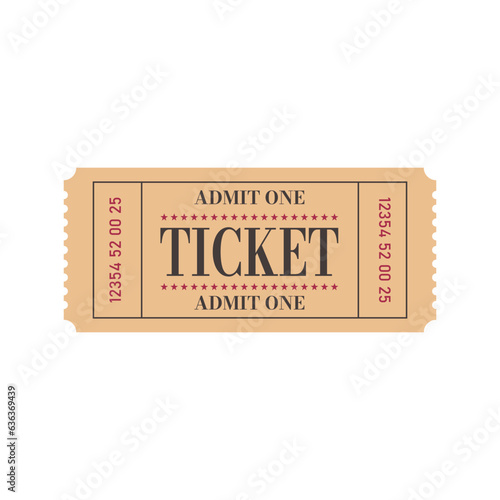Retro ticket design template. Admit one.Ticket for cinema, movie,circus,carnaval,film,festival etc.Vector illustration