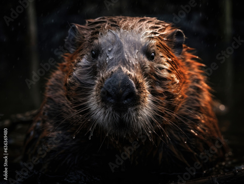 Beaver portrait created with Generative AI technology