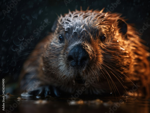 Beaver portrait created with Generative AI technology