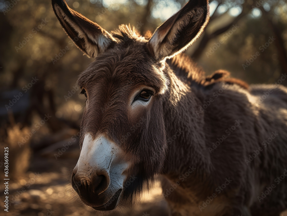Donkey portrait created with Generative AI technology Donkey portrait created with Generative AI technology