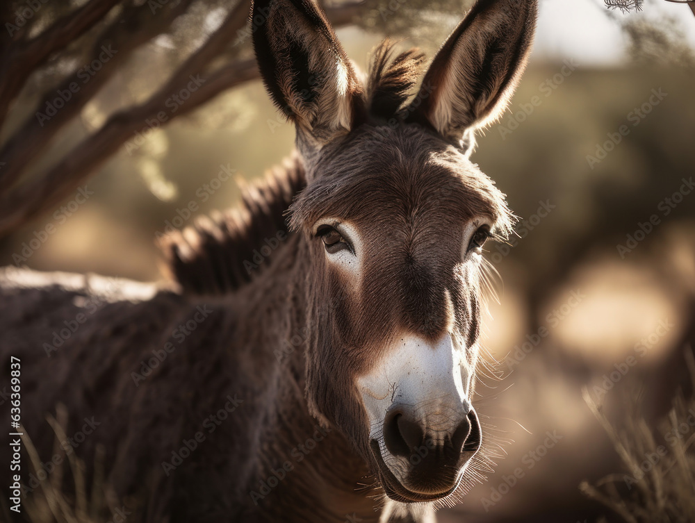 Donkey portrait created with Generative AI technology Donkey portrait created with Generative AI technology