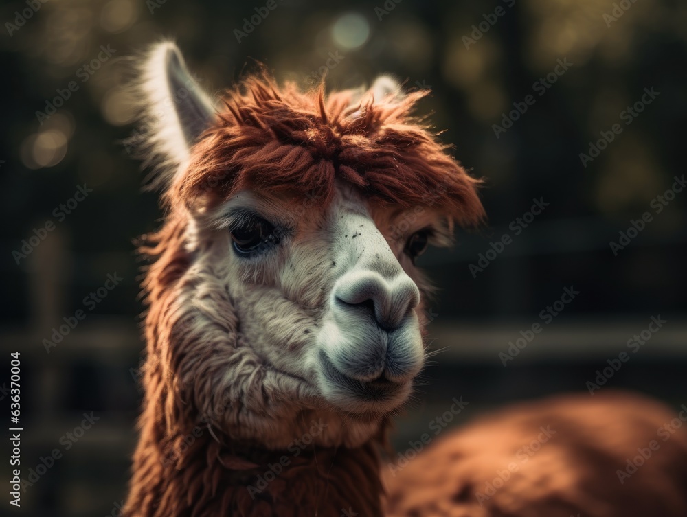 Fototapeta premium Alpaca portrait created with Generative AI technology