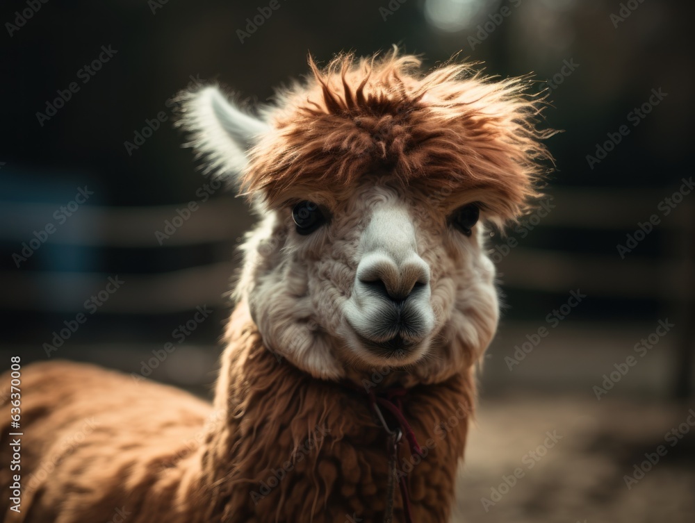 Alpaca portrait created with Generative AI technology Alpaca portrait created with Generative AI technology