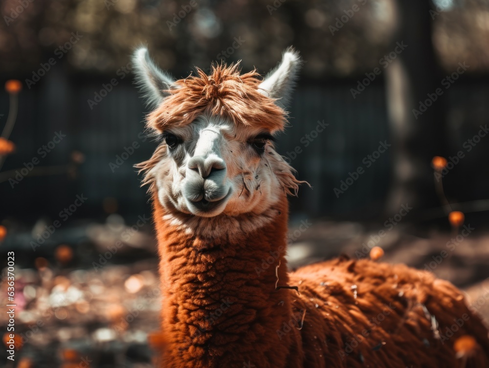 Obraz premium Alpaca portrait created with Generative AI technology