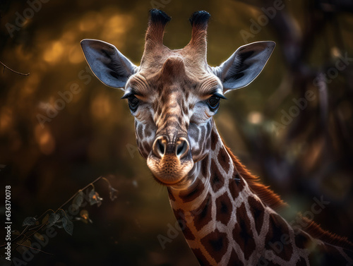 Giraffe portrait created with Generative AI technology © Denis Darcraft