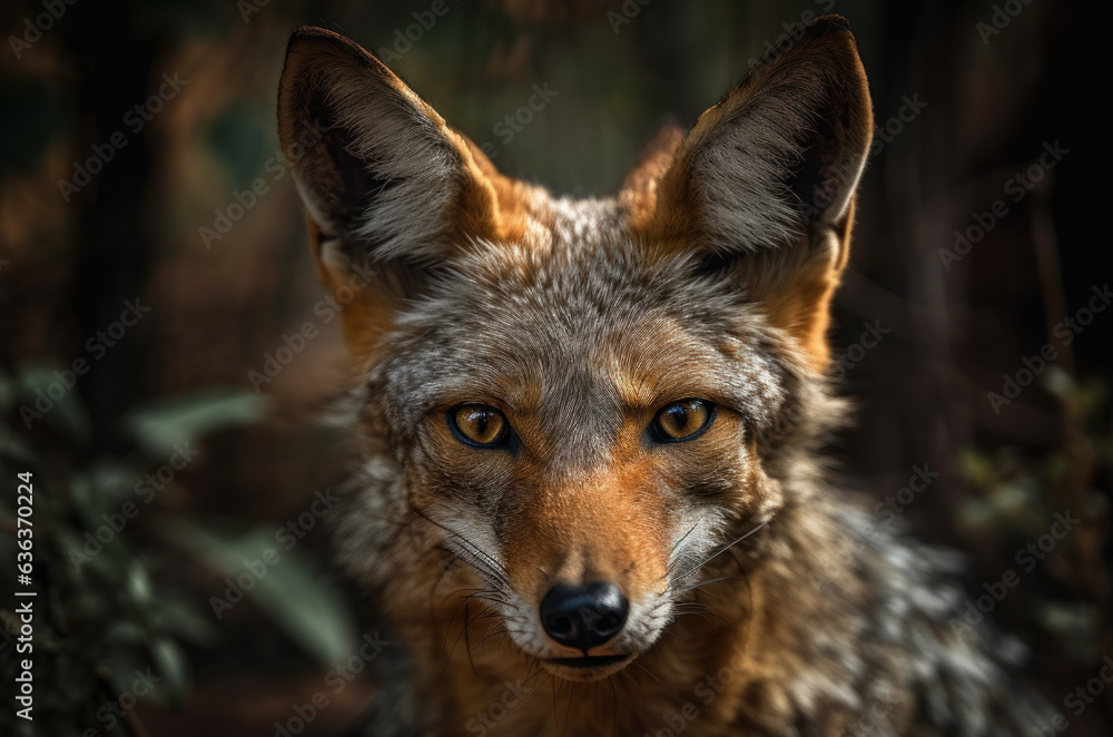 Jackal portrait created with Generative AI technology