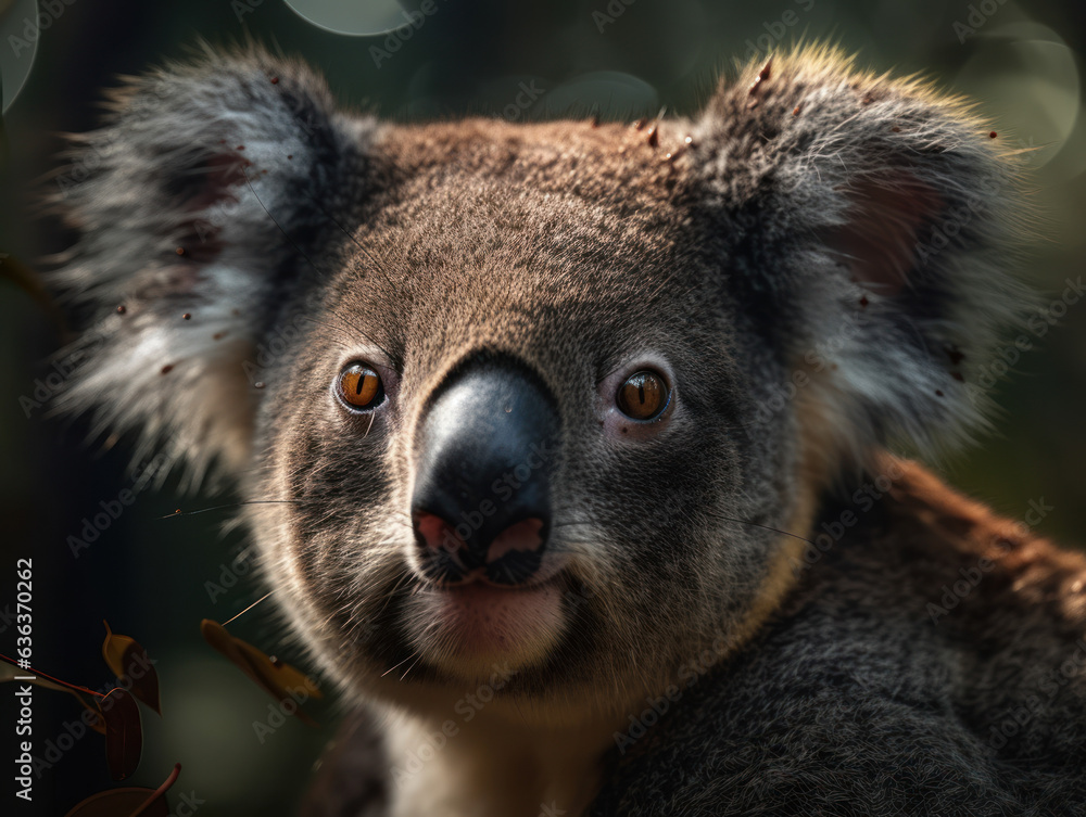 Fototapeta premium Koala in its habitat close up portrait 