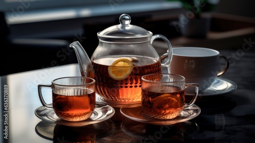 cup of tea and teapot, Generative AI