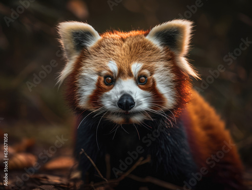 Red panda portrait created with Generative AI technology