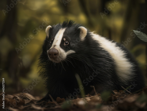 Skunk portrait created with Generative AI technology