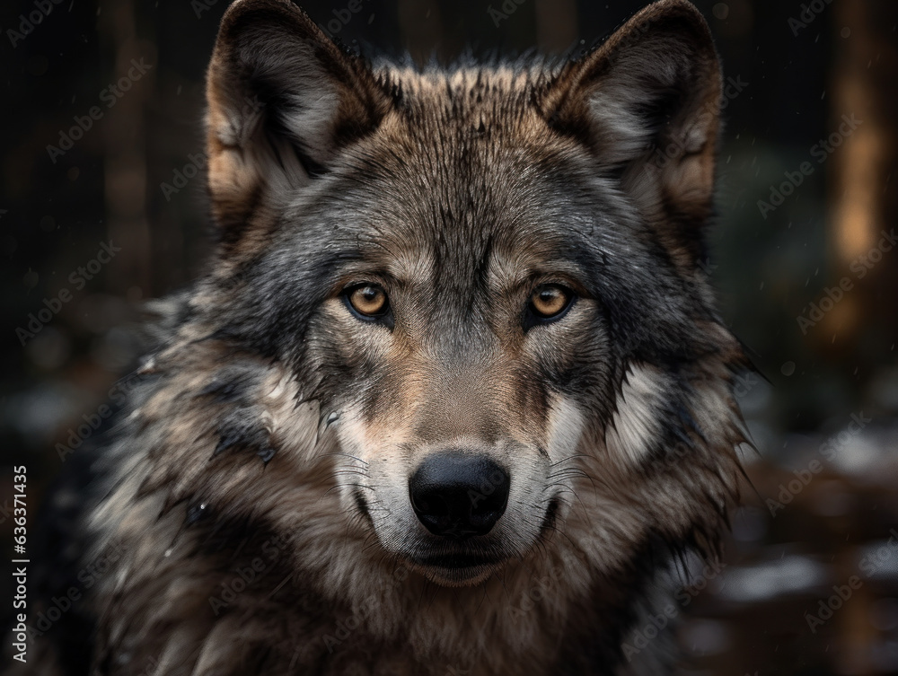 Wolf in its habitat close up portrait Wolf in its habitat close up portrait