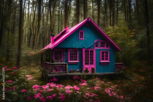 barbie house in the woods, barbie themed house - Generative AI